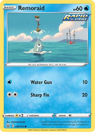 Remoraid 036/163 - SWSH05 Battle Styles Reverse Holofoil - Common