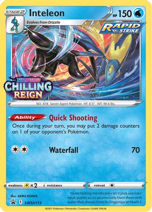 Inteleon SWSH113 - SWSH Sword & Shield Promo Cards Holofoil - Promo