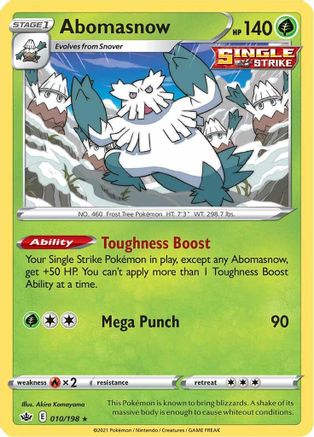 Abomasnow 010/198 - SWSH06 Chilling Reign Reverse Holofoil - Rare