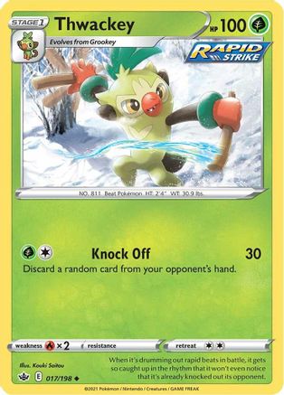 Thwackey 017/198 - SWSH06 Chilling Reign Reverse Holofoil - Uncommon