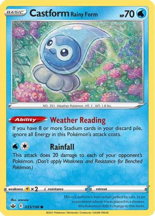 Castform Rainy Form 033/198 - SWSH06 Chilling Reign Reverse Holofoil - Common