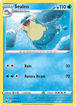 Sealeo 038/198 - SWSH06 Chilling Reign Reverse Holofoil - Uncommon