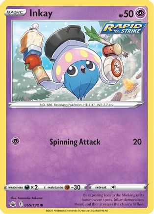 Inkay 069/198 - SWSH06 Chilling Reign Reverse Holofoil - Common