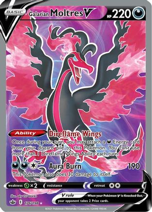 Galarian Moltres V (Full Art) 176/198 - SWSH06 Chilling Reign Holofoil - Ultra Rare