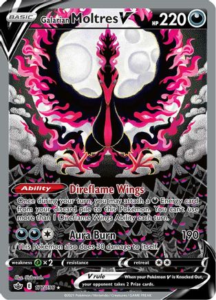 Galarian Moltres V (Alternate Full Art) 177/198 - SWSH06 Chilling Reign Holofoil - Ultra Rare