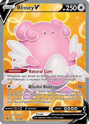Blissey V (Full Art) 182/198 - SWSH06 Chilling Reign Holofoil - Ultra Rare