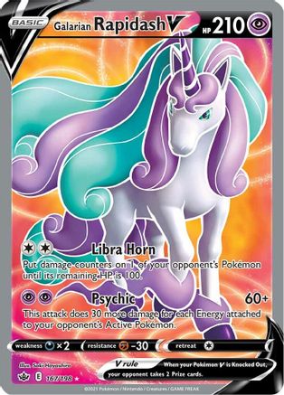 Galarian Rapidash V (Full Art) 167/198 - SWSH06 Chilling Reign Holofoil - Ultra Rare