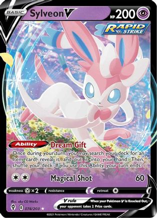 Sylveon V 074/203 - SWSH07 Evolving Skies Holofoil - Ultra Rare