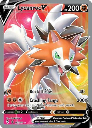 Lycanroc V (Full Art) 187/203 - SWSH07 Evolving Skies Holofoil - Ultra Rare