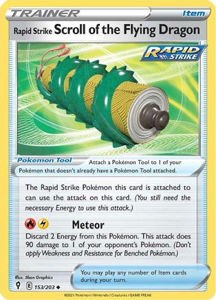Rapid Strike Scroll of the Flying Dragon (153/203) - SWSH07 Evolving Skies Reverse Holofoil - Uncommon