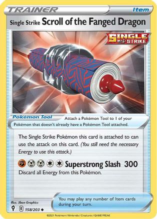 Single Strike Scroll of the Fanged Dragon (158/203) - SWSH07 Evolving Skies Reverse Holofoil - Uncommon