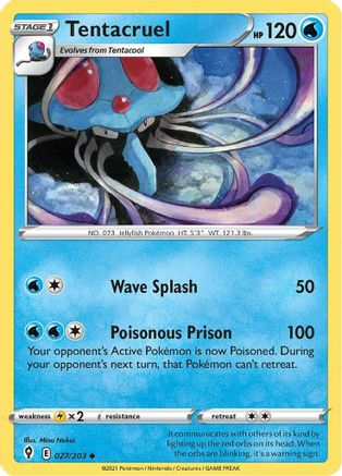 Tentacruel 027/203 - SWSH07 Evolving Skies Reverse Holofoil - Uncommon