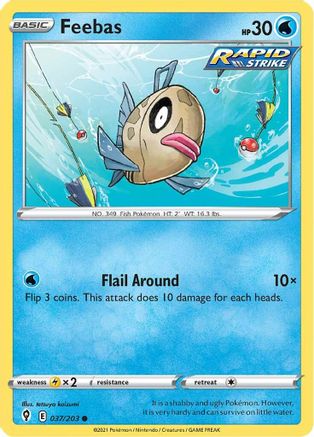 Feebas 037/203 - SWSH07 Evolving Skies Reverse Holofoil - Common