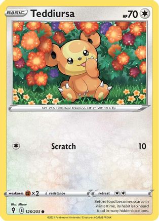 Teddiursa 126/203 - SWSH07 Evolving Skies Normal - Common