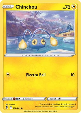 Chinchou 052/203 - SWSH07 Evolving Skies Reverse Holofoil - Common