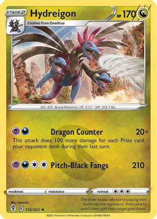 Hydreigon 115/203 - SWSH07 Evolving Skies Reverse Holofoil - Holo Rare