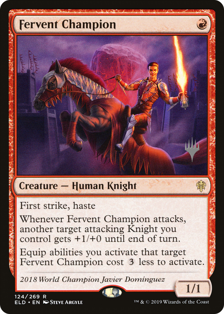 Fervent Champion (PPELD-124P) - Throne of Eldraine Promos (Promo Pack) Foil