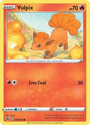 Vulpix (28) 028/264 - SWSH08 Fusion Strike Reverse Holofoil - Common