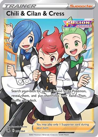 Chili & Cilan & Cress (Full Art) 258/264 - SWSH08 Fusion Strike Holofoil - Ultra Rare