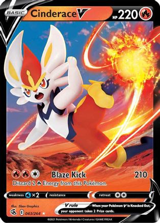 Cinderace V (43) 043/264 - SWSH08 Fusion Strike Holofoil - Ultra Rare