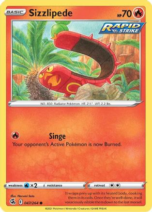 Sizzlipede (47) 047/264 - SWSH08 Fusion Strike Reverse Holofoil - Common