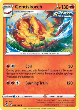 Centiskorch (48) 048/264 - SWSH08 Fusion Strike Reverse Holofoil - Rare
