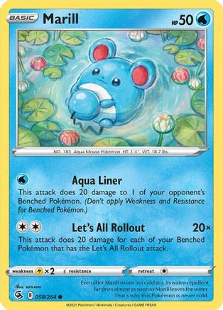 Marill 058/264 - SWSH08 Fusion Strike Reverse Holofoil - Common