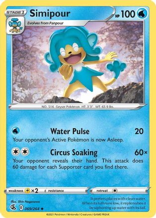 Simipour 069/264 - SWSH08 Fusion Strike Reverse Holofoil - Uncommon