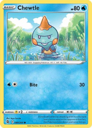 Chewtle 080/264 - SWSH08 Fusion Strike Reverse Holofoil - Common