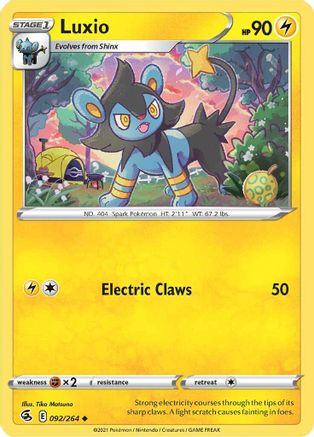 Luxio 092/264 - SWSH08 Fusion Strike Reverse Holofoil - Uncommon