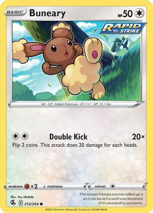 Buneary 212/264 - SWSH08 Fusion Strike Reverse Holofoil - Common