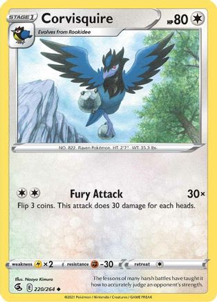 Corvisquire 220/264 - SWSH08 Fusion Strike Reverse Holofoil - Uncommon