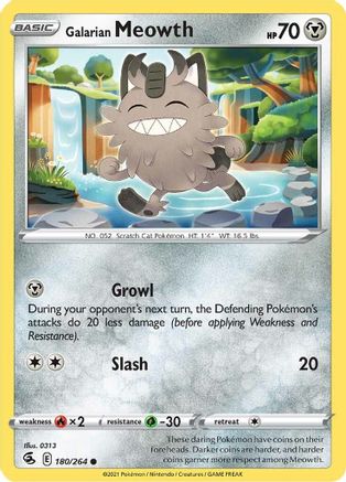 Galarian Meowth 180/264 - SWSH08 Fusion Strike Normal - Common
