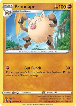 Primeape (134/264) - SWSH08 Fusion Strike Reverse Holofoil - Uncommon