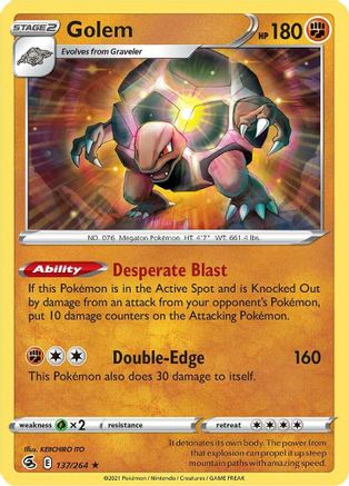 Golem 137/264 - SWSH08 Fusion Strike Reverse Holofoil - Rare