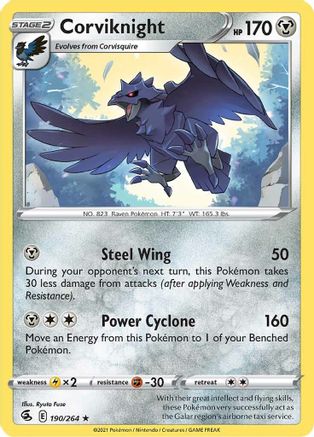 Corviknight 190/264 - SWSH08 Fusion Strike Reverse Holofoil - Rare