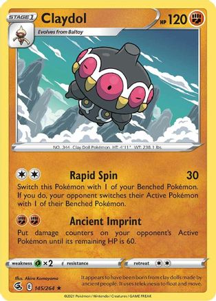 Claydol 145/264 - SWSH08 Fusion Strike Reverse Holofoil - Rare