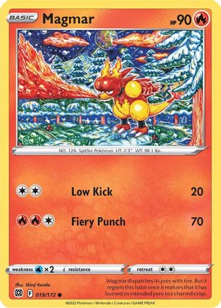 Magmar 019/172 - SWSH09 Brilliant Stars Reverse Holofoil - Common
