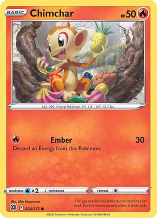 Chimchar 024/172 - SWSH09 Brilliant Stars Reverse Holofoil - Common