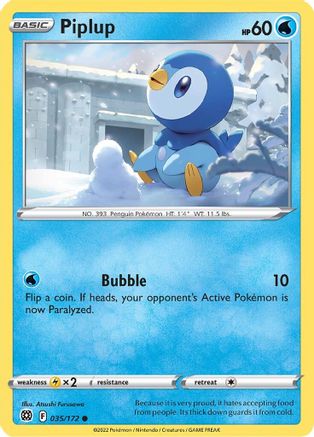 Piplup 035/172 - SWSH09 Brilliant Stars Reverse Holofoil - Common