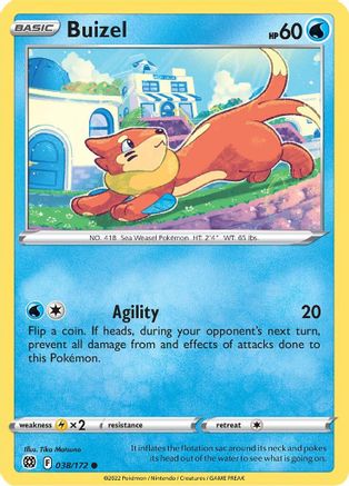 Buizel 038/172 - SWSH09 Brilliant Stars Reverse Holofoil - Common