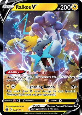 Raikou V 048/172 - SWSH09 Brilliant Stars Holofoil - Ultra Rare