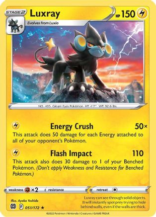 Luxray 051/172 - SWSH09 Brilliant Stars Reverse Holofoil - Rare