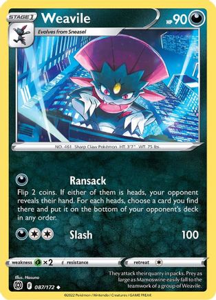 Weavile 087/172 - SWSH09 Brilliant Stars Normal - Uncommon