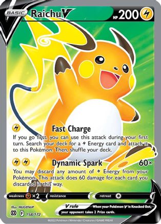 Raichu V (Full Art) 158/172 - SWSH09 Brilliant Stars Holofoil - Ultra Rare