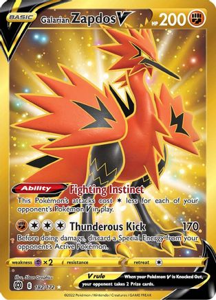 Galarian Zapdos V (Secret) 182/172 - SWSH09 Brilliant Stars Holofoil - Secret Rare