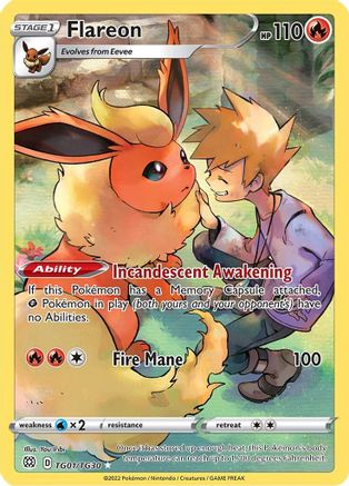 Flareon TG01/TG30 - SWSH09 Brilliant Stars Trainer Gallery Holofoil - Ultra Rare