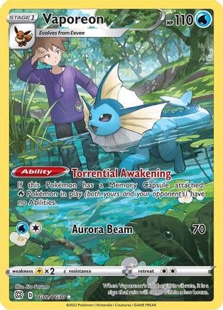 Vaporeon TG02/TG30 - SWSH09 Brilliant Stars Trainer Gallery Holofoil - Ultra Rare