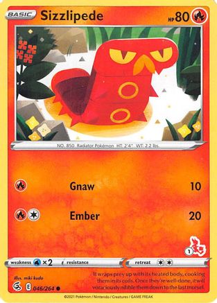 Sizzlipede - 046/264 (#1 Cinderace Stamped) - Battle Academy 2022 Normal