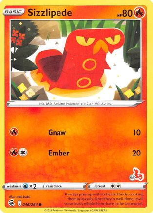 Sizzlipede - 046/264 (#56 Cinderace Stamped) - Battle Academy 2022 Normal